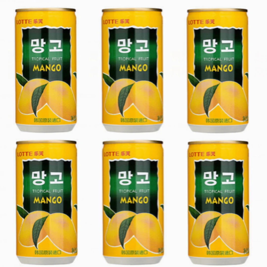 韩国原装进口果汁饮料乐天LOTTE网红芒果果汁180ml*6瓶装