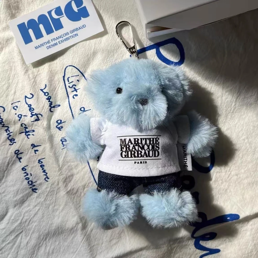 蓝色牛仔裤可爱泰迪熊毛绒玩偶包包挂件钥匙扣 ZZ-241238