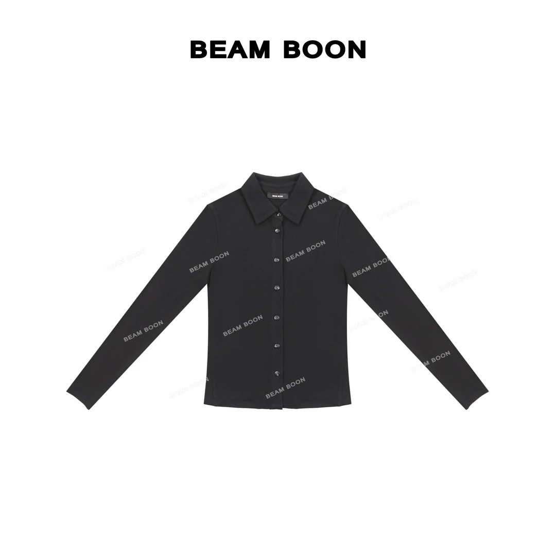 Beam Boon |【冰沙奶昔】Lu*四面弹柔软修身长袖衬衫单排扣翻领外套
