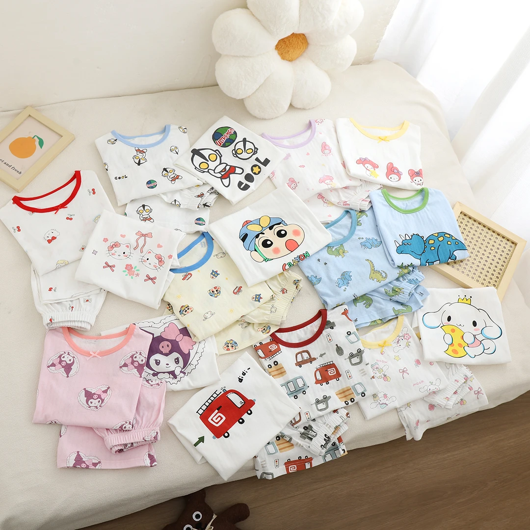 （短袖短裤）男女童透气居家卡通风家居服套装薄款空调服男女套装