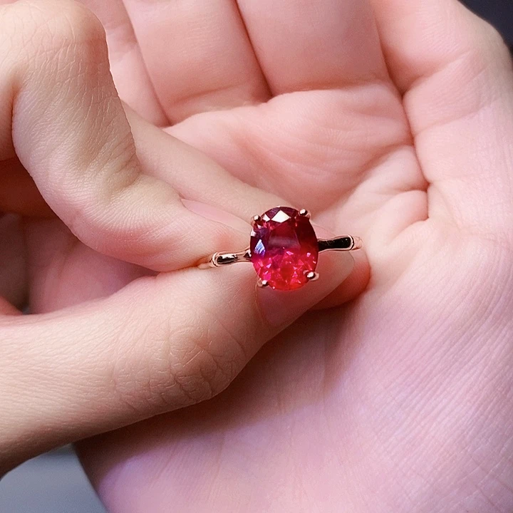 红宝石戒指银S925镶嵌