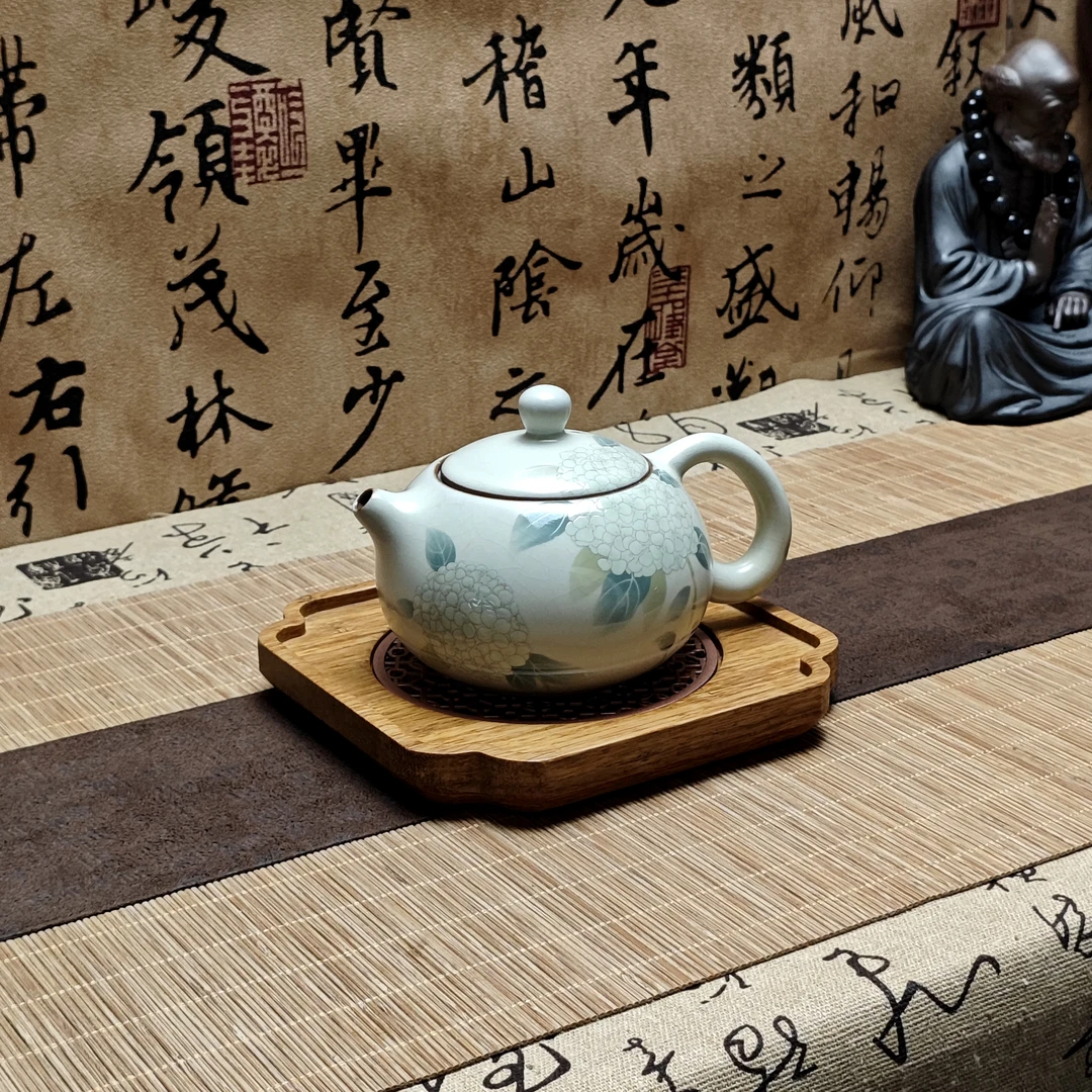汝窑米黄色绣球花西施壶单个泡茶壶汝瓷开片可养复古家用功夫茶具