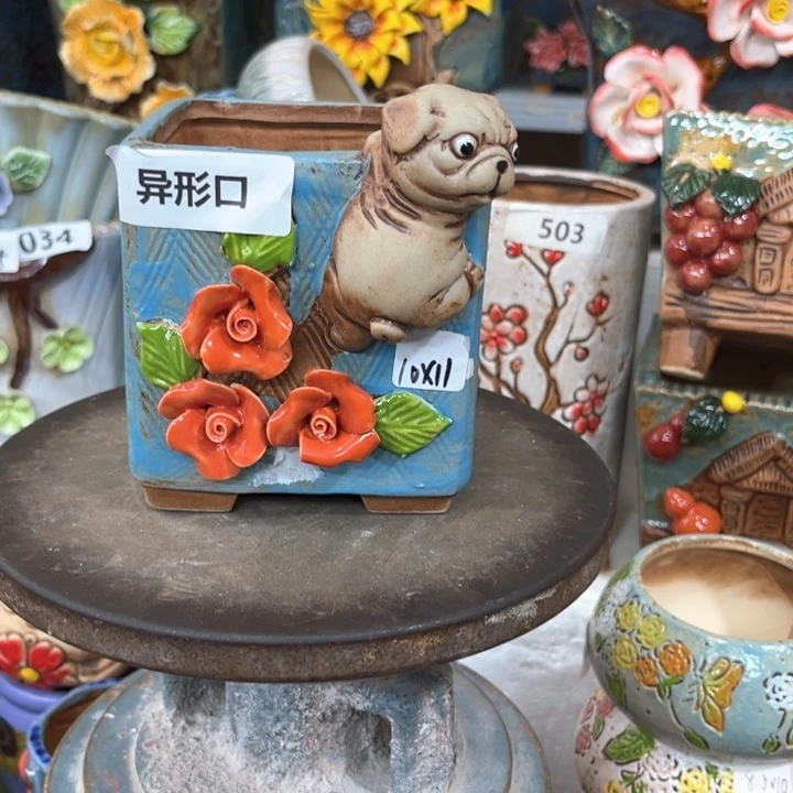 紫砂花盆粗陶材质多肉花盆