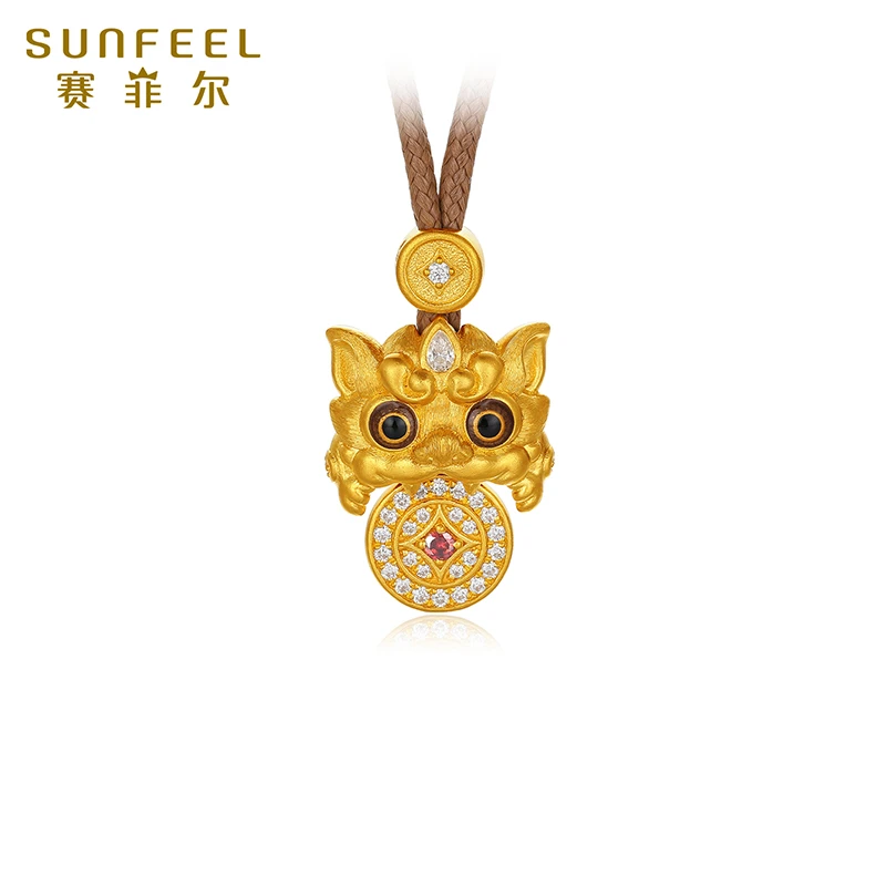 赛菲尔足金999古法金吞金兽吊坠HD51011025