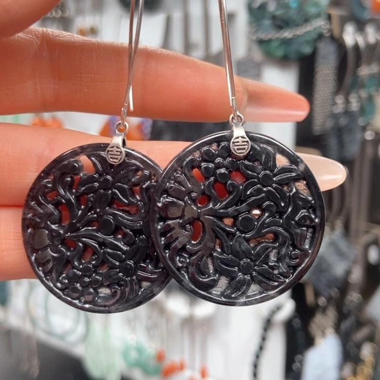 【闪购商品】翡翠耳饰银S925镶嵌耳饰