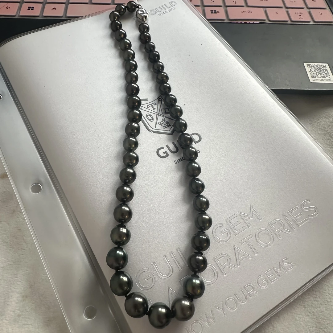 吉尔德大溪地孔雀绿全珠链8-11mm