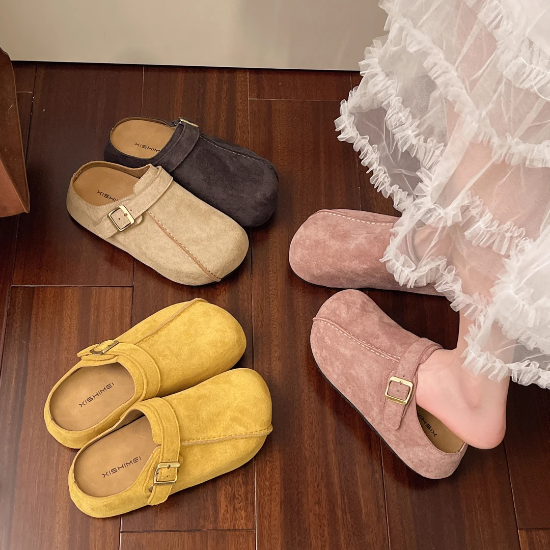 懒人慵懒风高级感勃肯拖鞋女外穿2025年春季新款日系通勤包头半拖