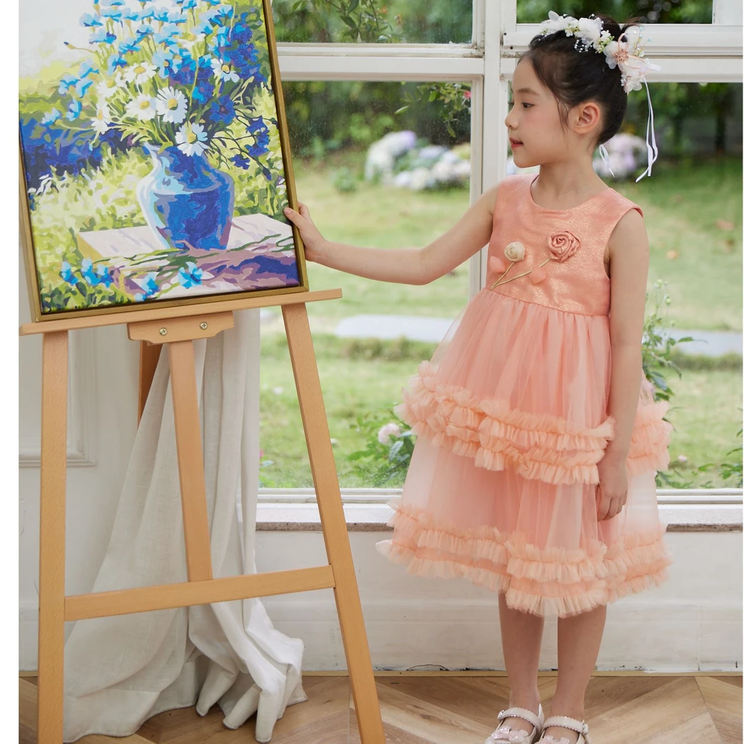 女童粉色仙女气质轻奢高定礼服公主裙GQ-11427