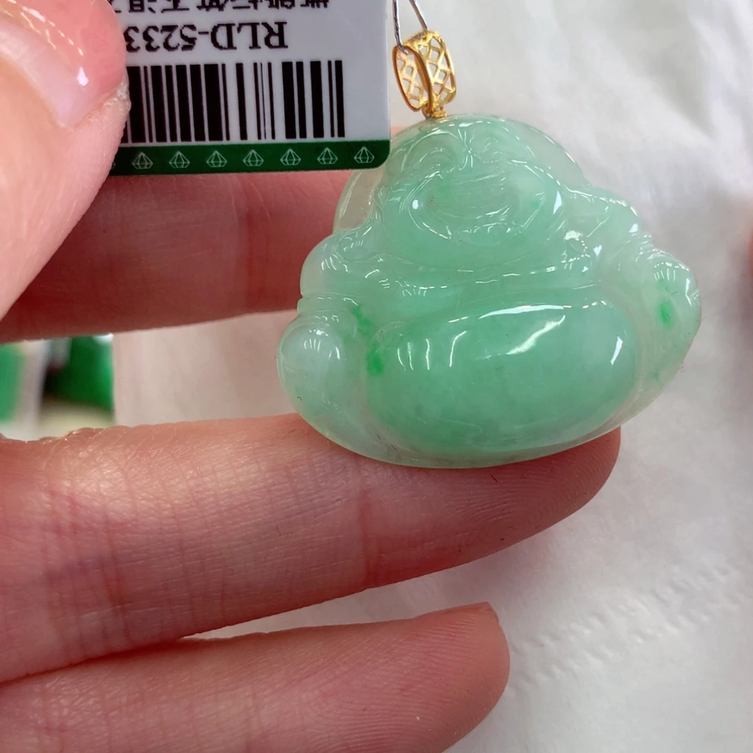 翡翠吊坠(不含链)18K金镶嵌