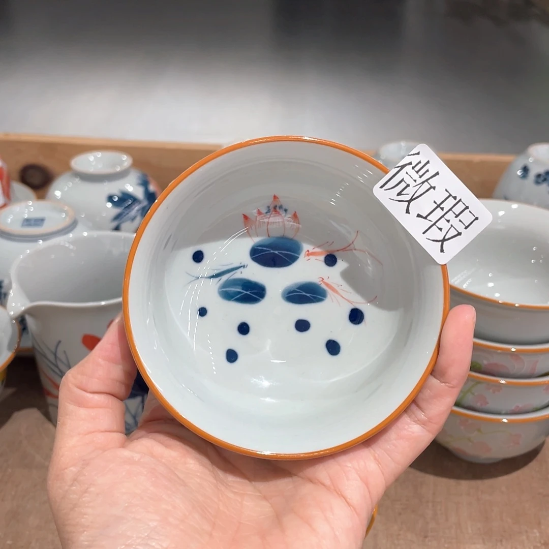 釉下手绘茶具微瑕