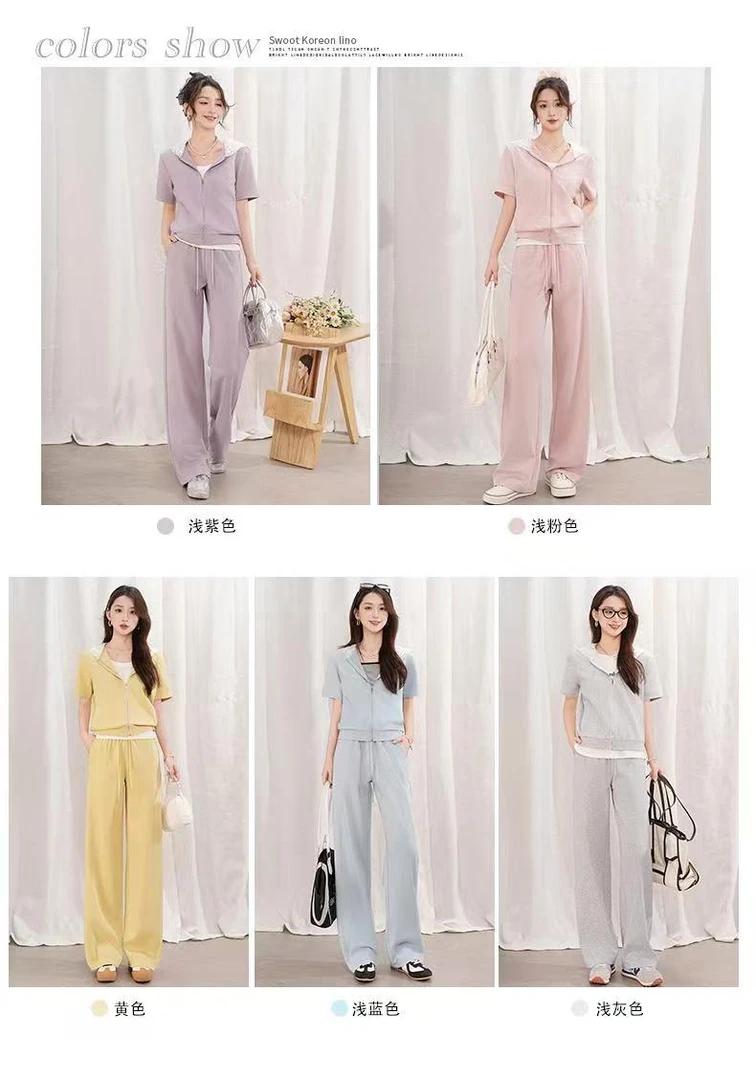 2025夏季新款曼巴棉运动休闲时尚减龄短袖套装宽松显瘦洋气两件套