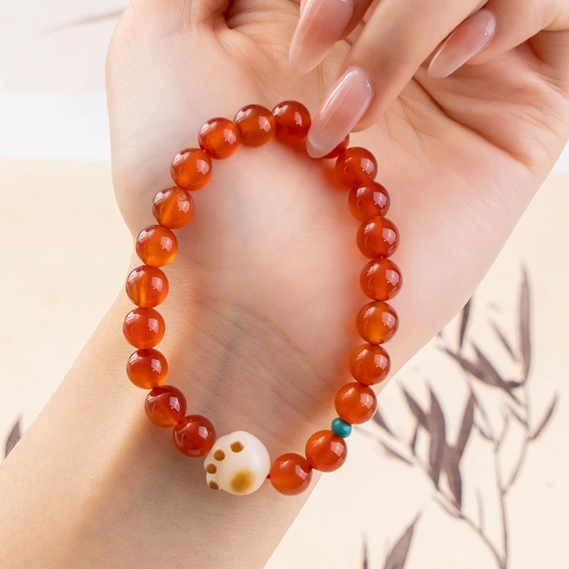 宫廷天然红玛瑙菩提猫爪手链 多样性发一 SL347