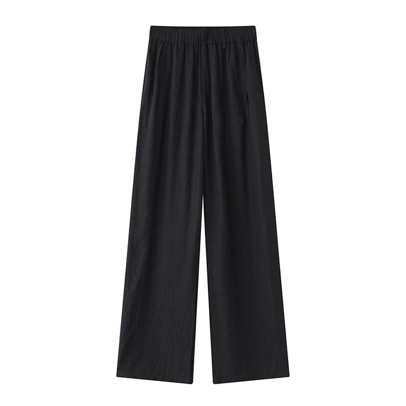 艾家2025夏装新款高腰显瘦百搭休闲裤女宽松直筒阔腿长裤子3001