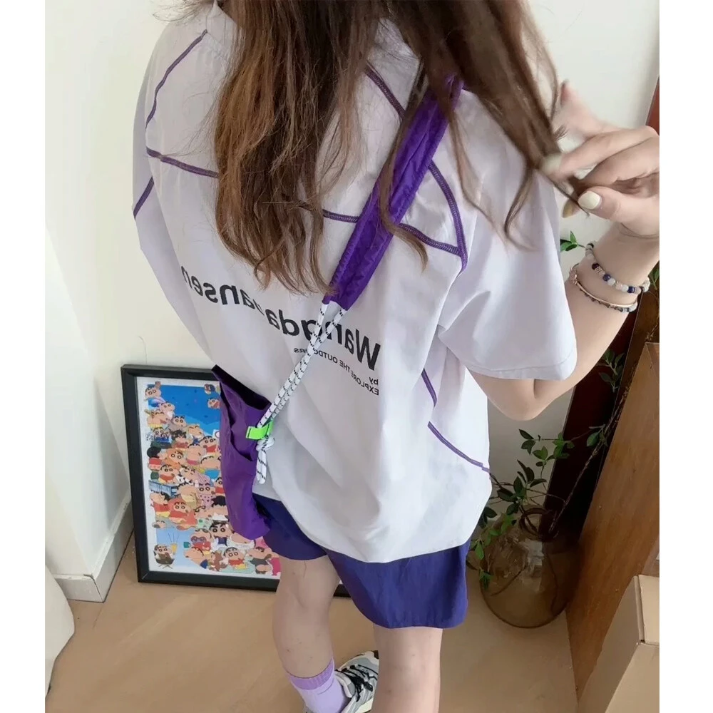 美式撞色冰感速干t恤男夏季户外运动明线插肩短袖防晒骑行服半袖