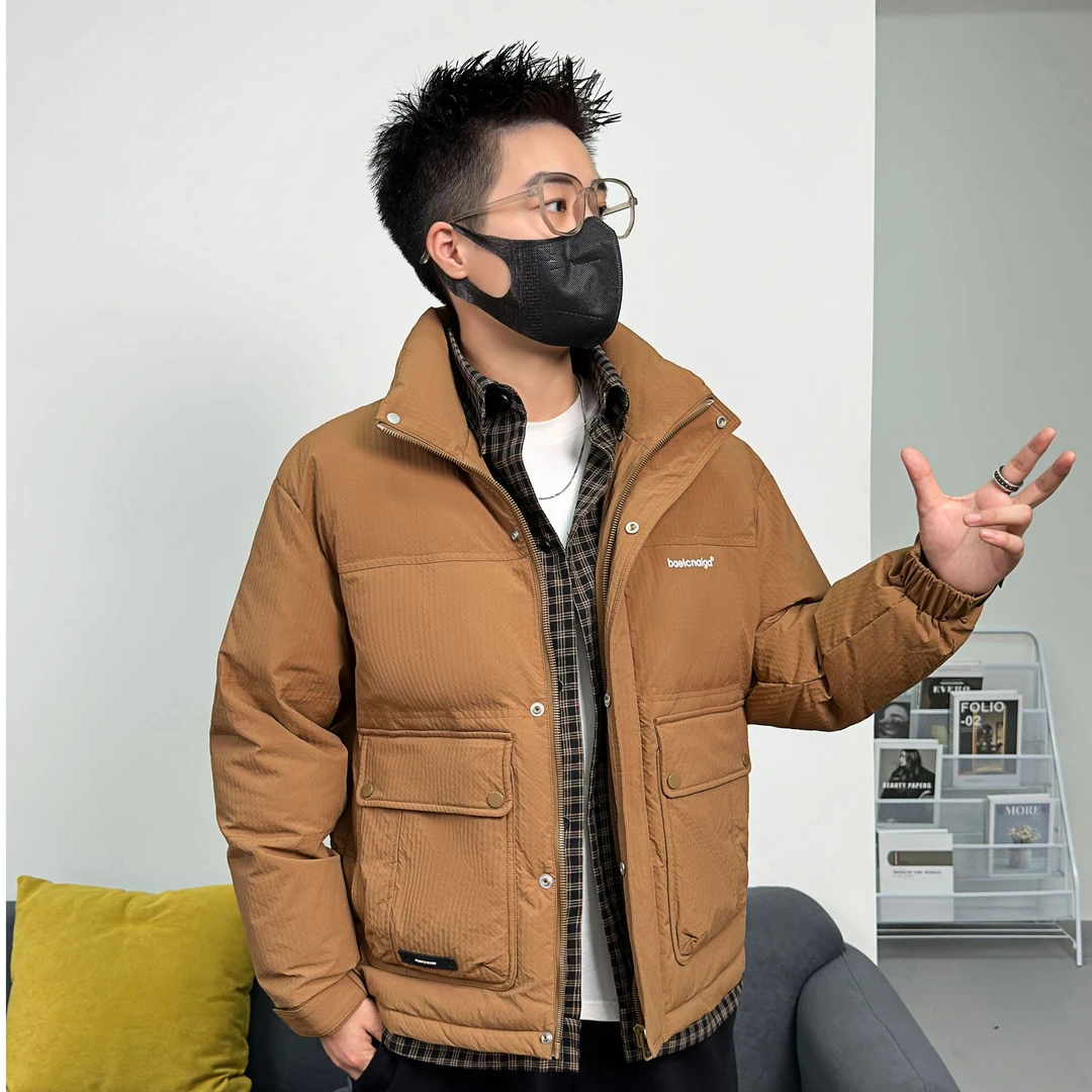 8829休闲保暖秋冬轻薄潮流冬季男装立领加厚时尚格子简约