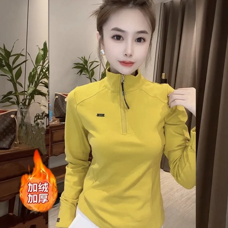 加绒加厚套头修身薄款宽松型运动减龄修身卫衣保暖立领