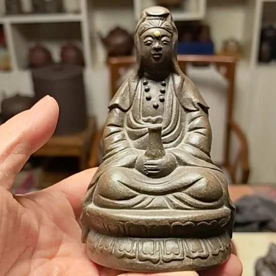 茶宠紫砂观音摆件全工制作