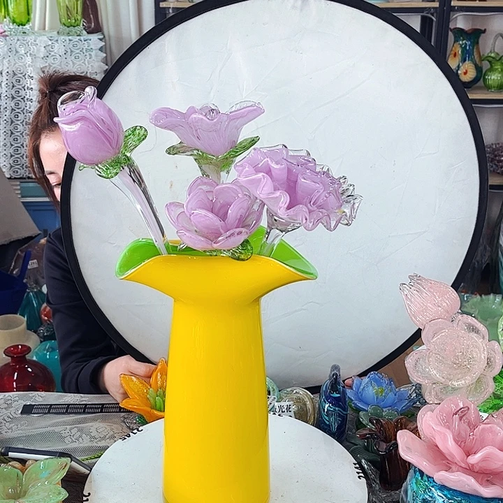 4花1瓶 家悦琉璃工艺品瓶不完美