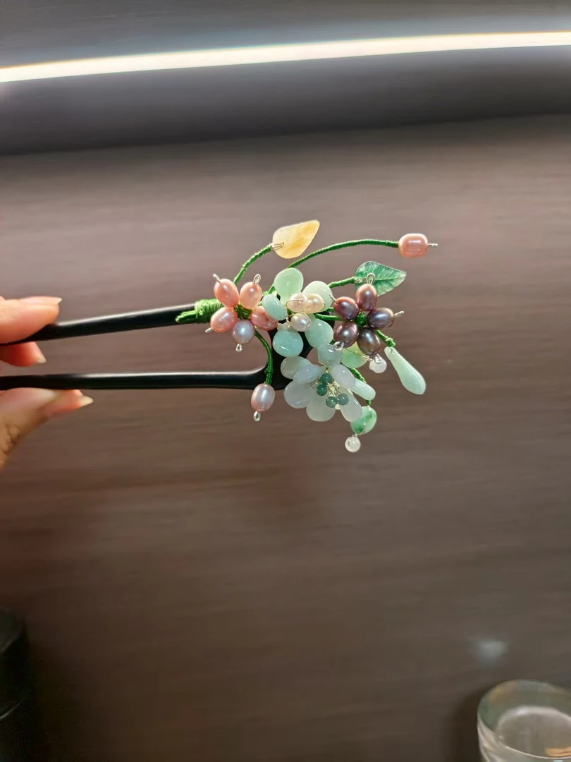 郭姑娘原创设计珠翠发钗纯手工孤品