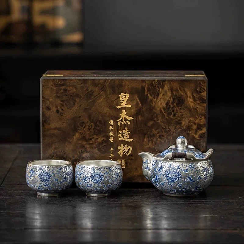F493-缠枝莲手抓壶一壶两杯