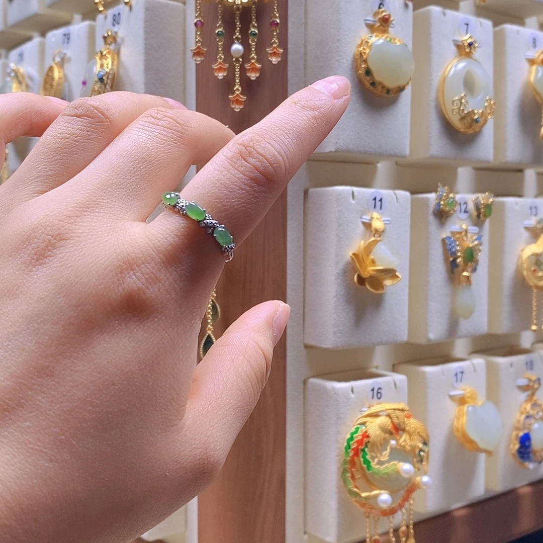 和田玉颈饰银S925镶嵌