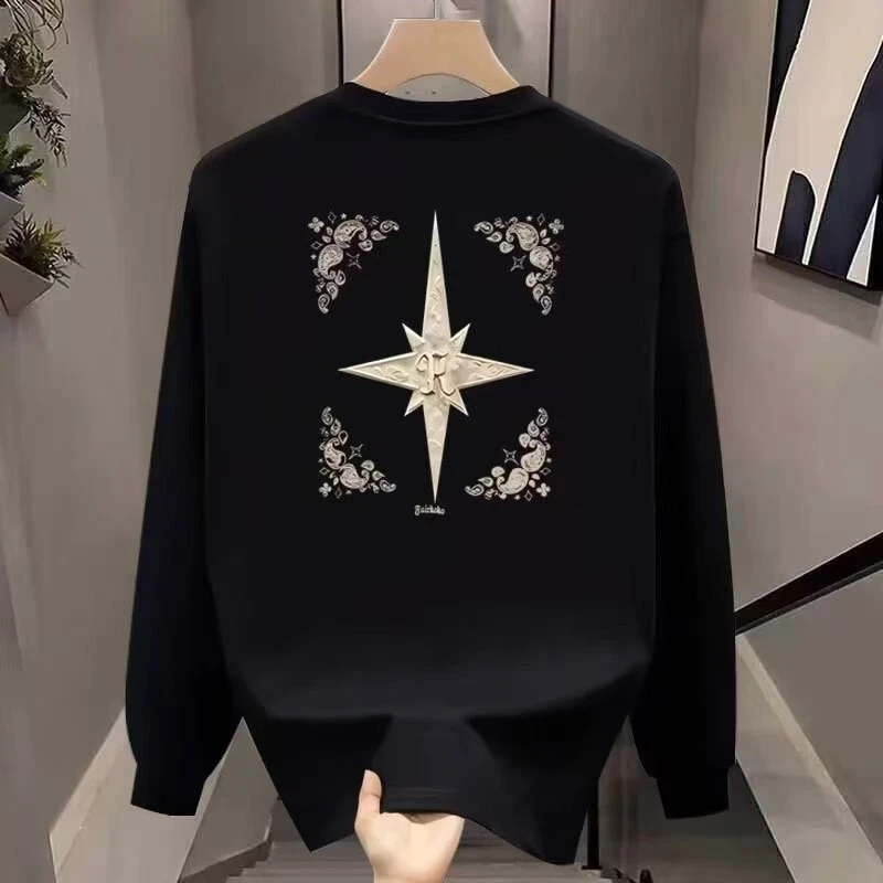 男士秋冬季加绒加厚卫衣新品圆领长袖春秋季时尚潮流装宽松打底衫