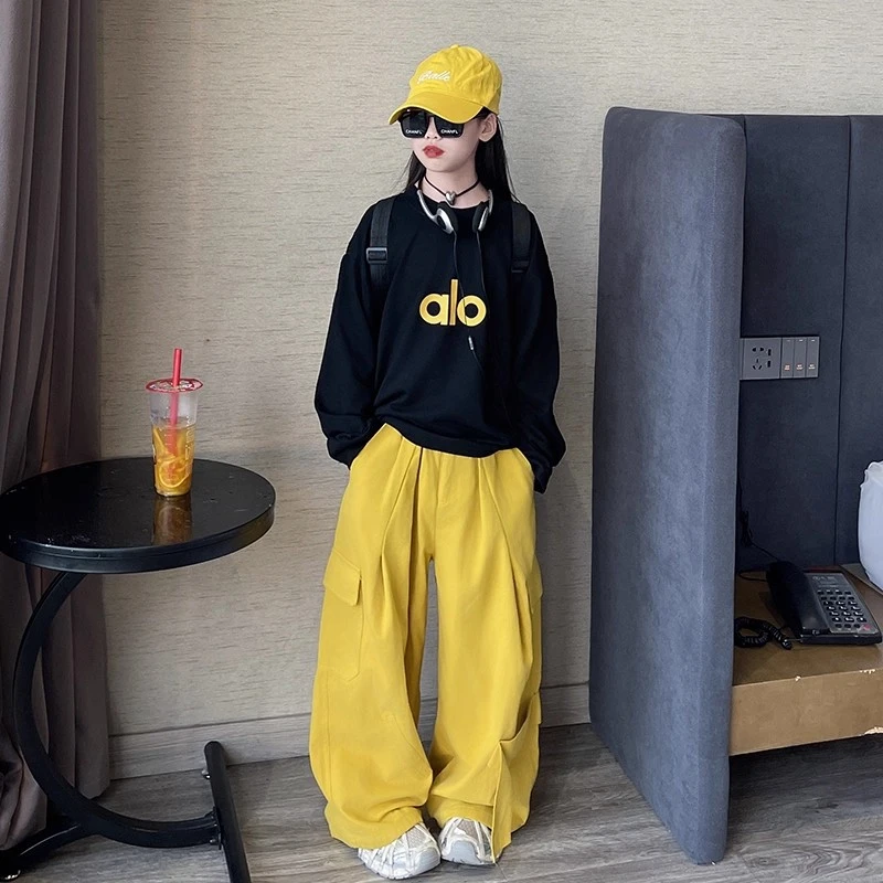 女童2025新款秋装长袖卫衣工装裤套装韩系中大童时尚设计感两件套