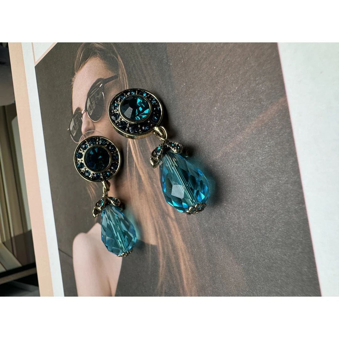 铜合金合成锆石耳饰 手工铜合金合成立方氧化锆复古耳钉ed1908