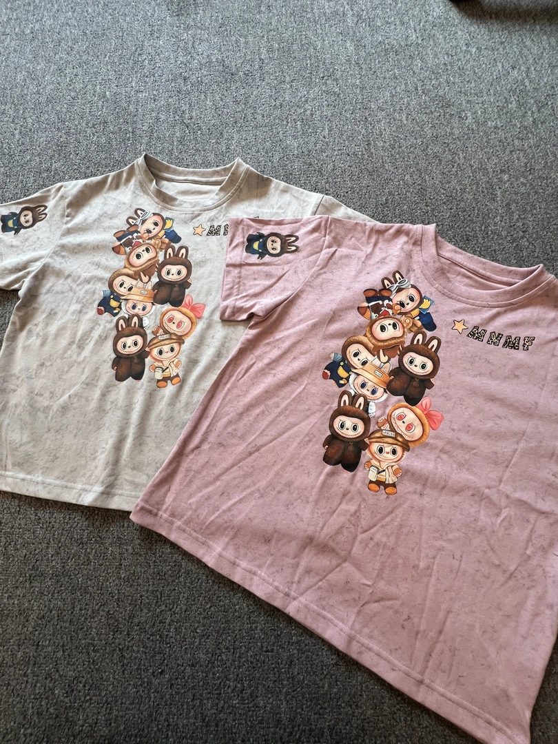 令佳潮牌夏季儿童卡通印花圆领纯棉白色宽松短袖2826上衣童装半袖