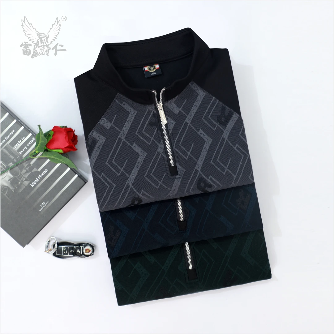 雷仁2024秋冬男士轻奢时尚立领长袖休闲衫舒适套头卫衣男LR52092