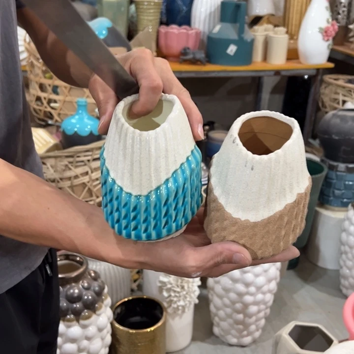 陶瓷花瓶摆件外贸出口（微瑕）高14口6公分