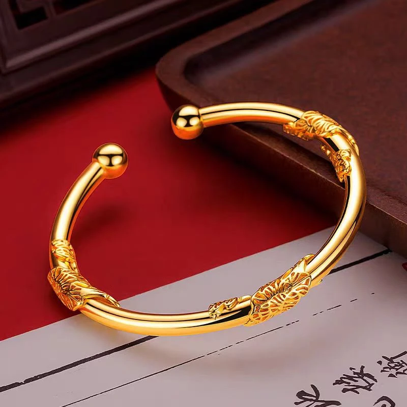 金店同款相思藤对珠手镯女亮面繁华似锦开口实心手环手饰