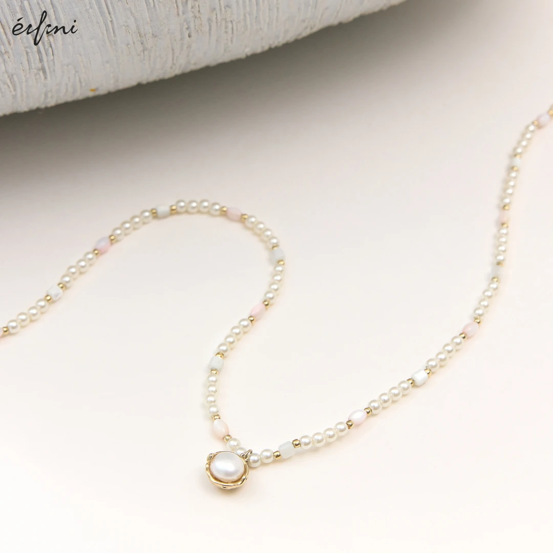 伊芙丽施家珍珠项链不规则天然珠仿水晶轻奢气质百搭锁骨链颈链女