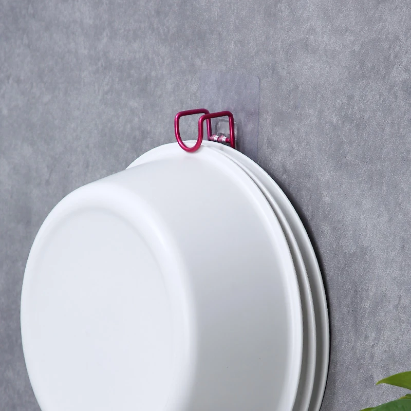 洗脸盆收纳架挂钩挂盆子放盆架子浴盆卫生间免打孔粘钩浴室壁挂架