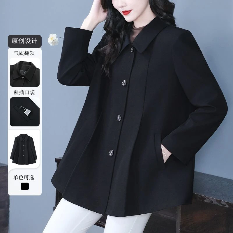 大码女装时髦外套女秋季新款贵太太气质单排扣高级宽松上衣251265
