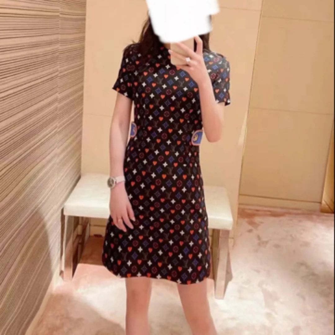 99新 LouisVuitton/路易威登 黑色老花满印连衣裙 34码 99新