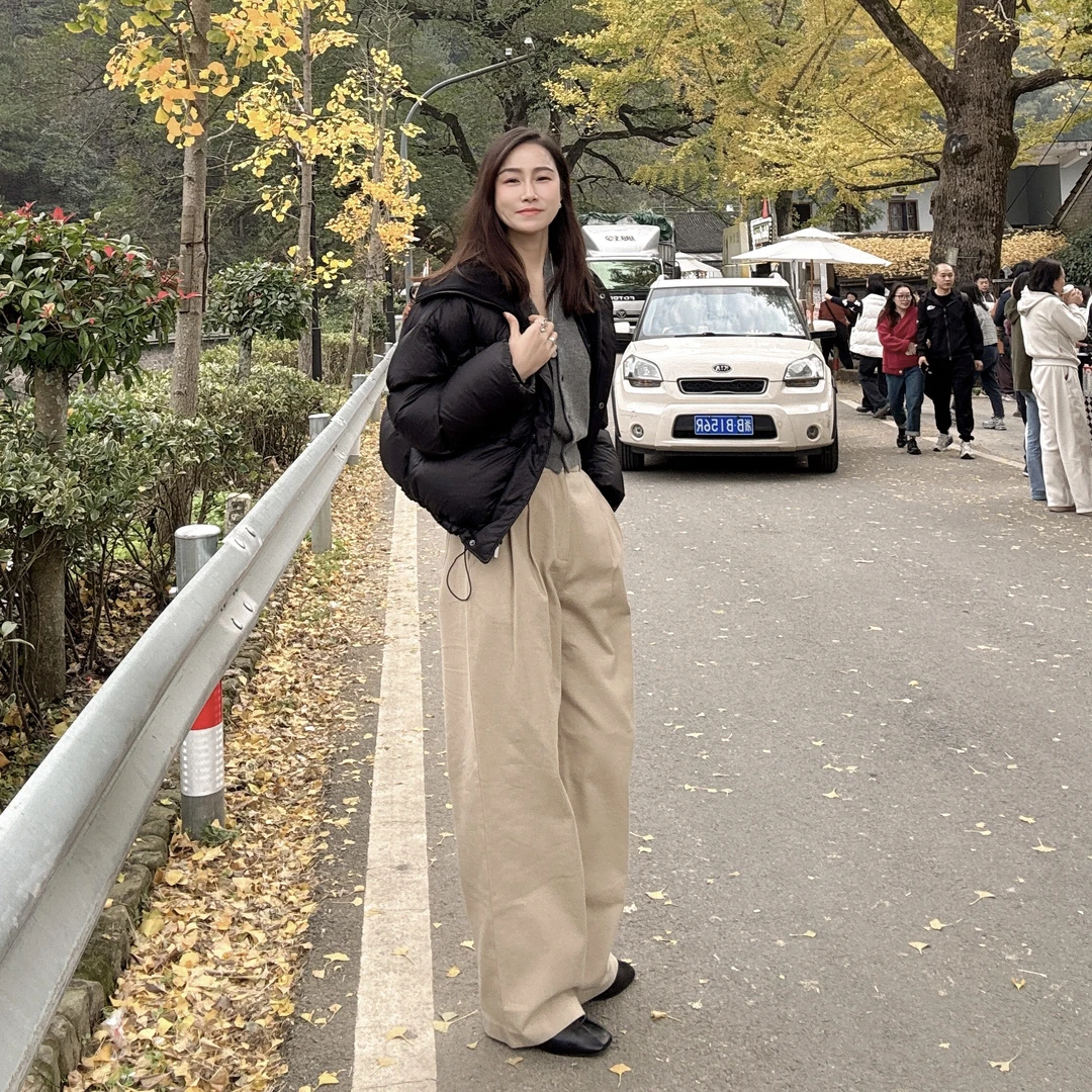 【丽姐女装】冬季舒适区 休闲松弛感宽松慵懒质感精梳棉直筒裤K5896