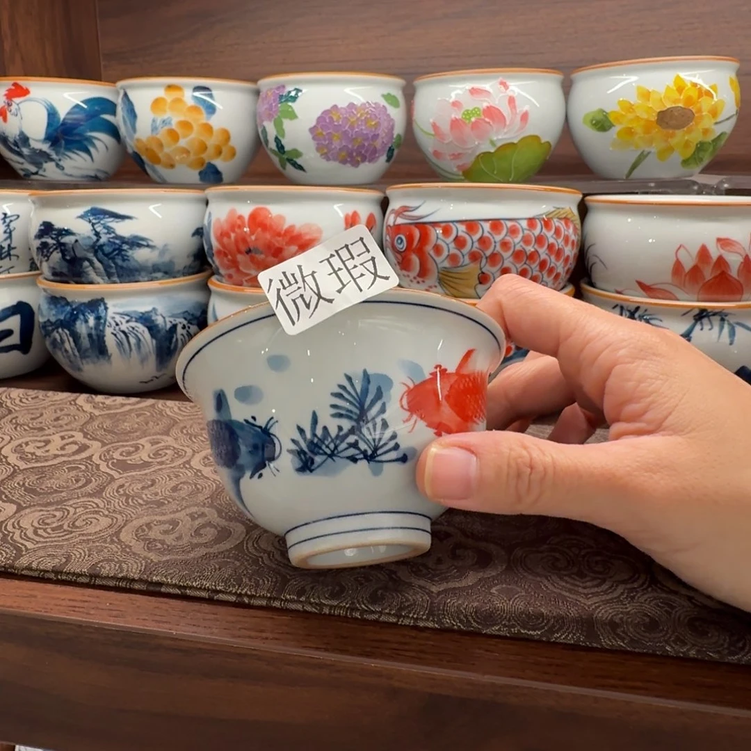 釉下手绘茶具微瑕