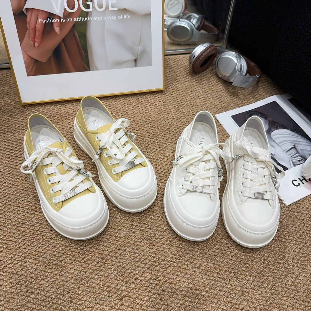 2021-5夏季新品女厚底真皮系带休闲板鞋时尚简约潮流百搭小白鞋潮