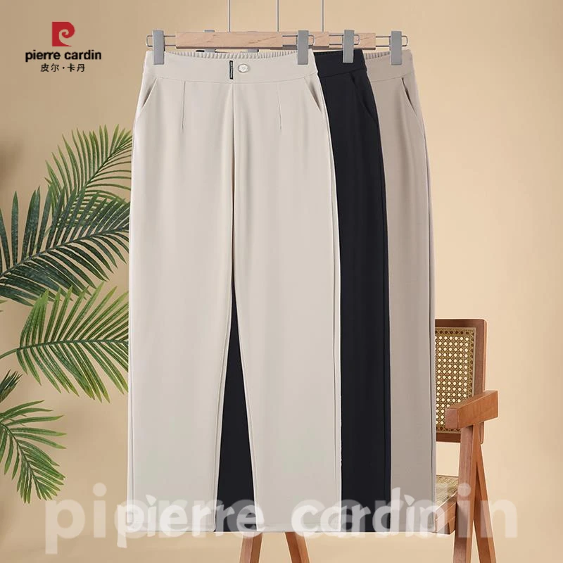 皮尔卡丹2025春季新款妈妈装直筒松紧腰休闲百搭西装裤夏中老年人