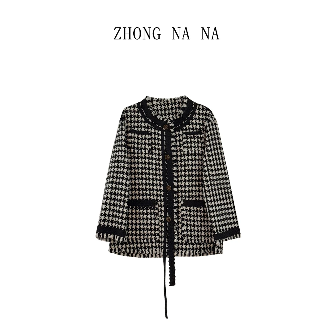 【仲娜娜】2025春秋新款羊毛双面呢大衣时尚短款小外套-