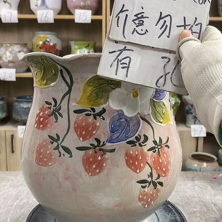 缸小***竣12xc景德镇陶瓷花盆