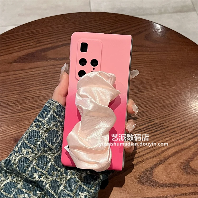 适用华为x2手机壳新款matex2折叠屏个性渐变色丝巾腕带保护套女款