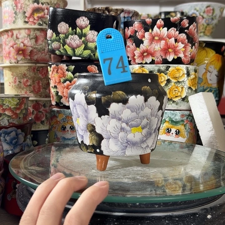 景德镇手绘花盆幸运花盆