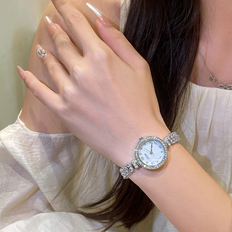 ciloa美人鱼女款百搭防水小众ins精致小巧满钻腕表-678