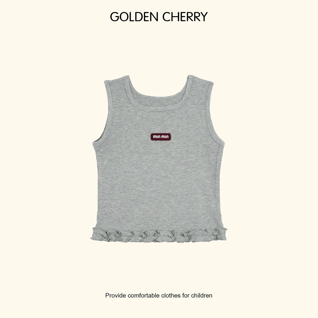 【Golden cherry】小童min字母红标花边无袖背心QDD700