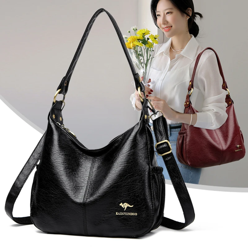高级感单肩包软皮包手提包女士2025新款百搭时尚斜挎大容量妈妈包