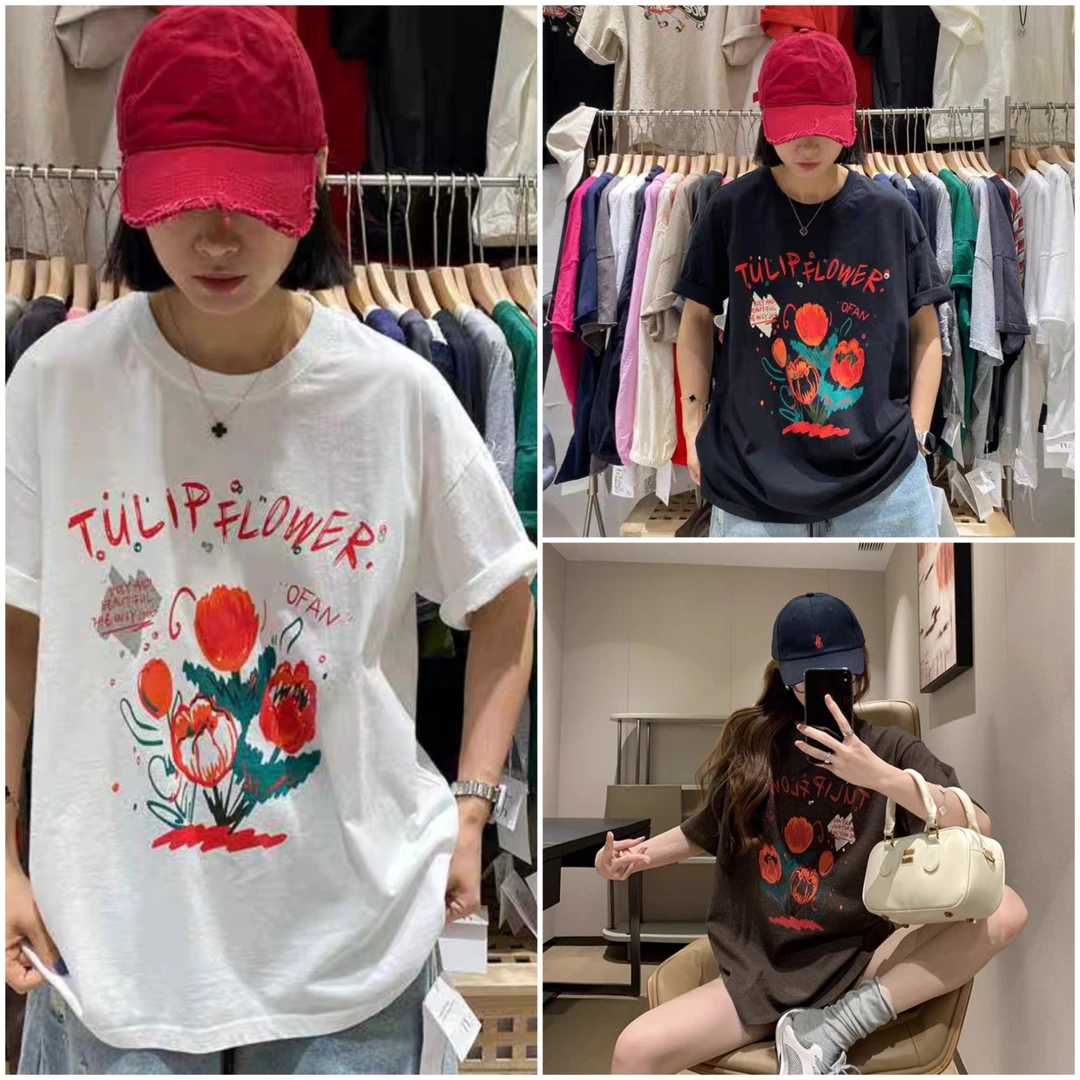 夏季新款莱赛尔天丝雪花棉短袖休闲宽松印花休闲韩版T恤8828