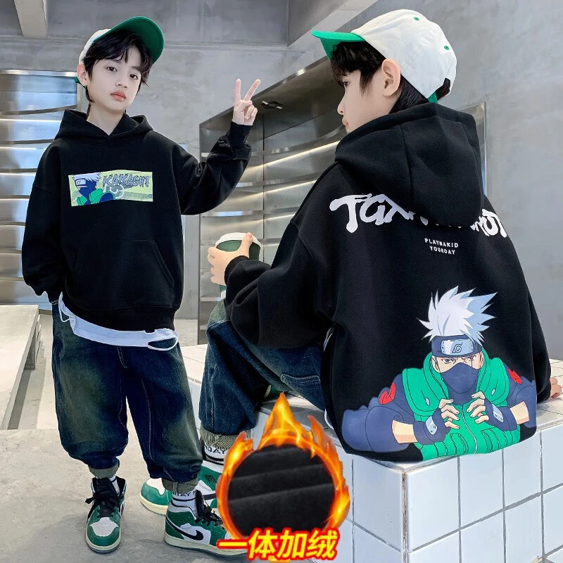 男童春秋帅气新款火影卡通长袖连帽上衣中大童韩版洋气卫衣潮加绒