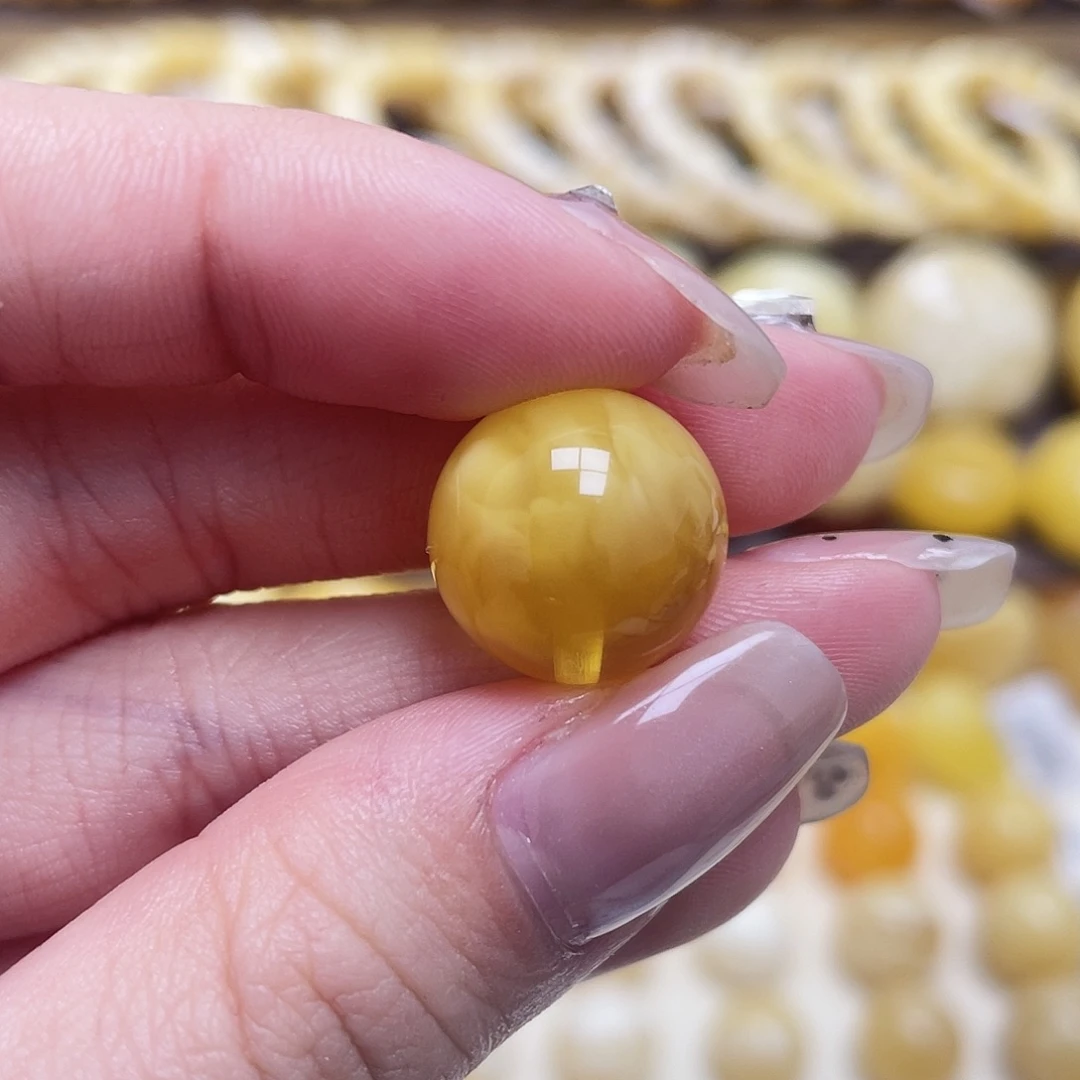 琥珀未镶嵌裸石15.1mm圆珠